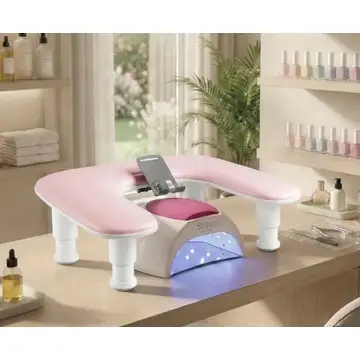 Telefon Tutuculu Sehpa Pembe ve Beyaz
